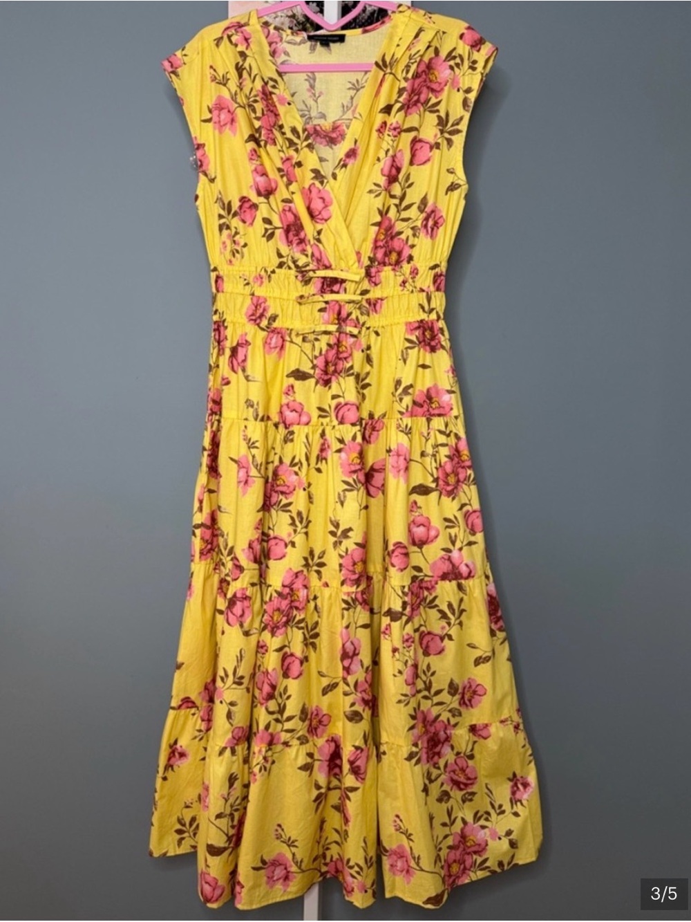 Augustine Yellow Smock Waist Floral Maxi Dress